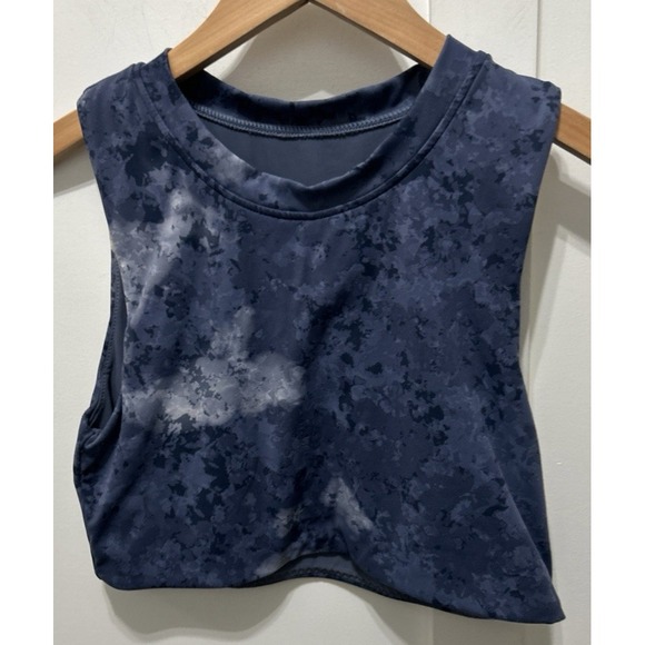 Mono B Other - Mono B Harness Strap Bra Top L AT2861 Black Pull-On Blue Marble Tie-Dye Size Med